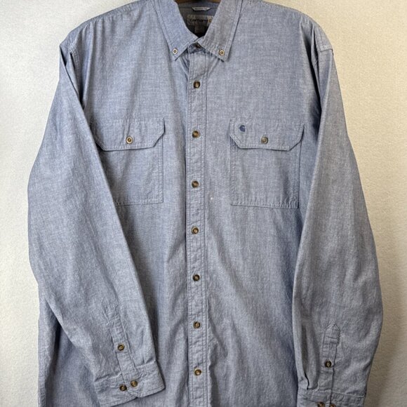 Carhartt Canvas Button Down Shirt Mens Size 2XL XXL Relaxed Fit Work Farm Cowboy - Picture 1 of 11